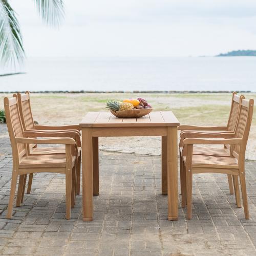 Silla fija de comedor de madera de Teca
